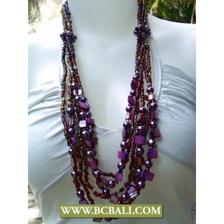 Bcbali Purple Beads Necklaces Layer